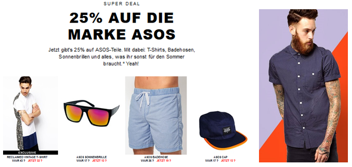 25% Rabatt auf ASOS Marken Kleidung 25% Rabatt auf ASOS Marken Kleidung