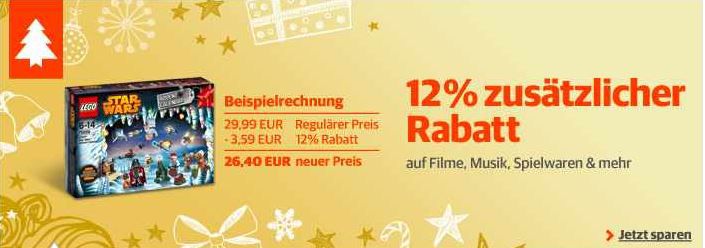Buch.de: 12% Sonder-Rabatt auf Filme, Musik, Spielwaren und Hörbücher - Update Buch.de: 12% Sonder Rabatt auf Filme, Musik, Spielwaren und Hörbücher Update