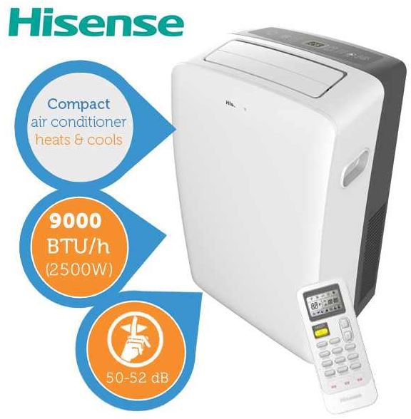 Hisense Compact - tragbare Klimaanlage 50Hz/R410A statt 319€ für 238,90€ Hisense Compact tragbare Klimaanlage 50Hz/R410A statt 319€ für 238,90€