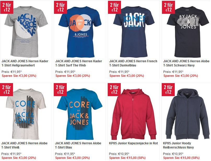 MandMdirect mit 80% Rabatt auf viele Artikel z.B. 6 T Shirts Jack&Jones für 36€ inkl. Versand JJ MandMdirect mit 80% Rabatt auf viele Artikel z.B. 6 T Shirts Jack&Jones für 36€ inkl. Versand