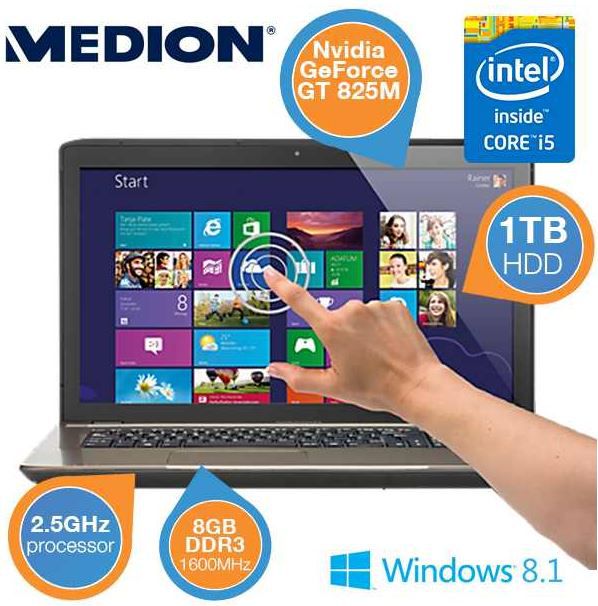 Medion Akoya P7631T (MD 98587) - 17,3 Medion Akoya P7631T (MD 98587) 17,3 touch Notebook mit i5, 8GB RAM und 1 TB HDD für 605,90€