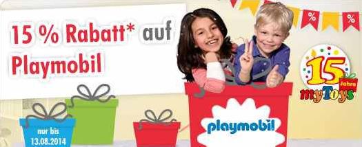 Playmobil mit 15% Rabatt auch auf Sale Ware @MyToys + 10€ Neukundengutschein Playmobil mit 15% Rabatt auch auf Sale Ware @MyToys + 10€ Neukundengutschein