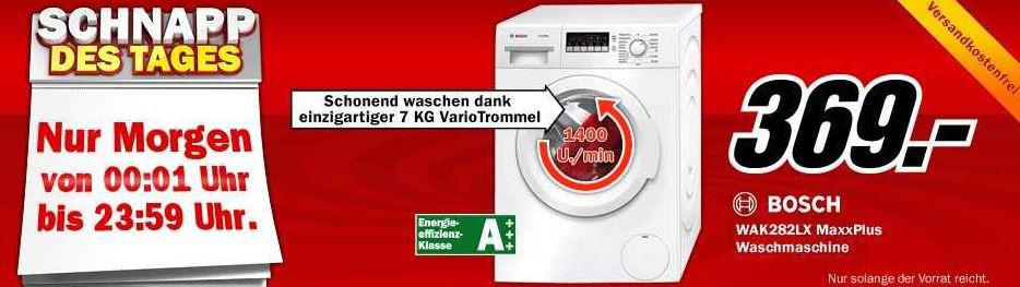 BOSCH WAK282LX MaxxPlus - Waschmaschine mit 7Kg und 1.400U/min für 369€ BOSCH WAK282LX MaxxPlus Waschmaschine mit 7Kg und 1.400U/min für 369€