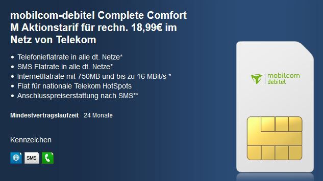 Telekom Complete Comfort M mit Allnet und SMS Flat, sowie 750MB internet Flat für effektiv nur 18,99€ - Update Telekom Complete Comfort M mit Allnet und SMS Flat, sowie 750MB internet Flat für effektiv nur 18,99€ Update