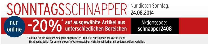 Karstadt mit 20% Rabatt auf ausgewählte Artikel bis Mitternacht! Karstadt mit 20% Rabatt auf ausgewählte Artikel bis Mitternacht!