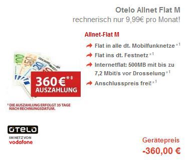 Otelo Allnet Flat M in alle Netze + 500 Datenflat für effektiv 7,49€ dank Prämie - Update! Otelo Allnet Flat M in alle Netze + 500 Datenflat für effektiv 7,49€ dank Prämie Update!