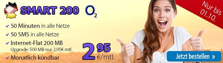 DeutschlandSIM Smart 200 - wenig Nutzer Tarif (50 Freiminuten, 50 Frei-SMS, 200MB Internet) für nur 2,95€ monatlich - Update DeutschlandSIM Smart 200 wenig Nutzer Tarif (50 Freiminuten, 50 Frei SMS, 200MB Internet) für nur 2,95€ monatlich Update