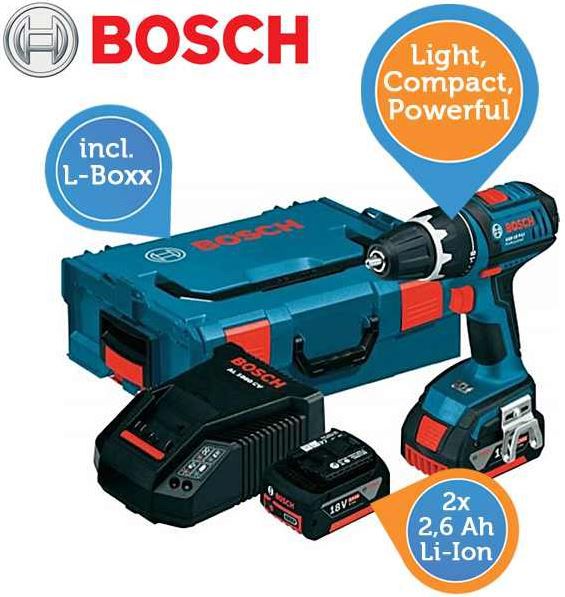 Bosch GSR 18 V-LI Professional + 2 x 2,6Ah Akku + Bosch L-Box für 208,90€ Bosch GSR 18 V LI Professional + 2 x 2,6Ah Akku + Bosch L Box für 208,90€