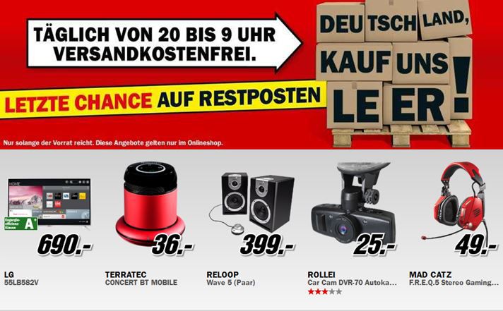 Media Markt Restposten Aktion: z.B. LG 55Zoll Smart TV für 690€ Media Markt Restposten Aktion: z.B. LG 55Zoll Smart TV für 690€