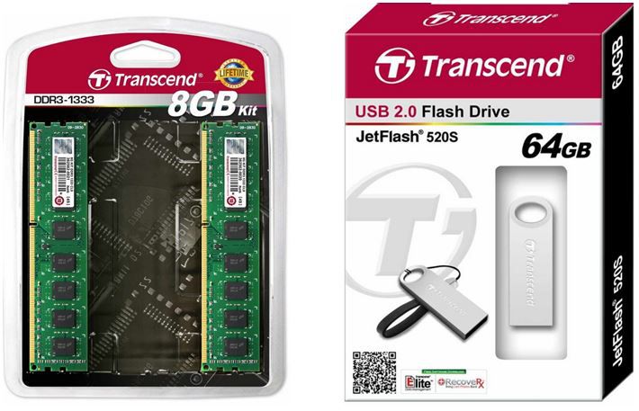 Transcend Arbeitsspeicher 8GB DDR4 (2x4GB) für 73,90€ + Transcend JetFlash 520S - 64GB Speicherstick für 22,99€ Transcend Arbeitsspeicher 8GB DDR4 (2x4GB) für 73,90€ + Transcend JetFlash 520S 64GB Speicherstick für 22,99€
