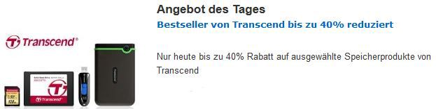 40% Rabatt beim Kauf von ausgewählten Transcend Speicherprodukten @Amazon - Update 40% Rabatt beim Kauf von ausgewählten Transcend Speicherprodukten @Amazon Update