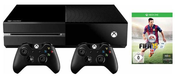 Xbox One (ohne Kinect) 500 GB schwarz + FIFA 15 (Full Game Download) + 2 Controller Konsolen-Set für 324,99€ Xbox One (ohne Kinect) 500 GB schwarz + FIFA 15 (Full Game Download) + 2 Controller Konsolen Set für 324,99€