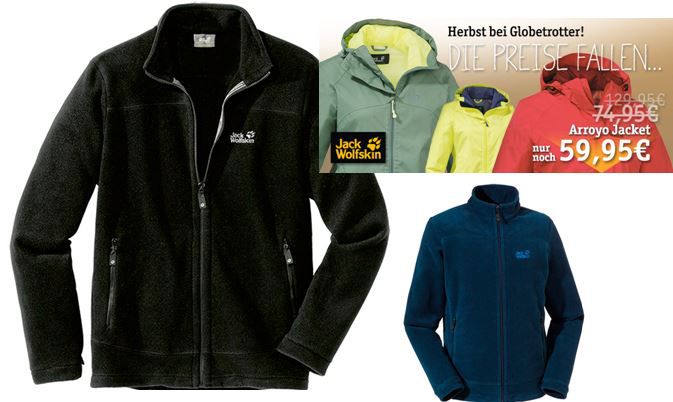 Jack Wolfskin Sale bei Globetrotter mit Rabatten bis zu 50% - z.B. Jack Wolfskin Midnight Moon Jacket statt 60€ für 39,95€ Jack Wolfskin Sale bei Globetrotter mit Rabatten bis zu 50% z.B. Jack Wolfskin Midnight Moon Jacket statt 60€ für 39,95€