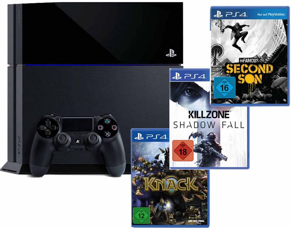 Sony Playstation 4 mit 500 GB + Killzone: Shadow Fall + Knack + inFamous Second für 379€ Sony Playstation 4 mit 500 GB + Killzone: Shadow Fall + Knack + inFamous Second für 379€