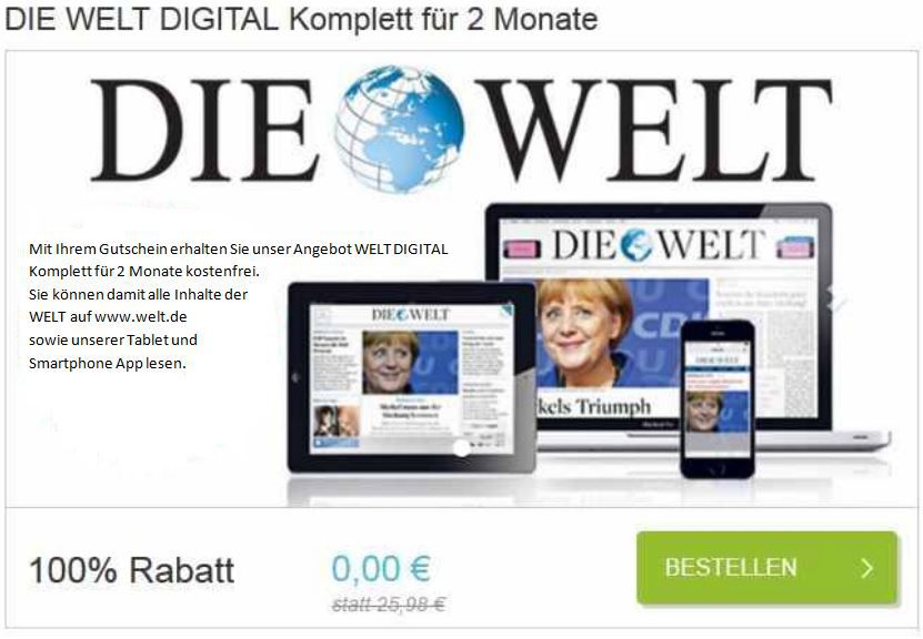 Kostenlos! Die WELT digital - im Web oder per App - 8 Wochen gratis! Kostenlos! Die WELT digital im Web oder per App 8 Wochen gratis!