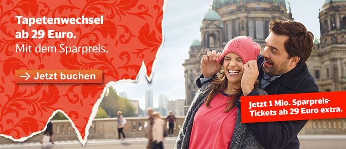 Deutsche Bahn Tickets für 29€ pro Strecke! Deutsche Bahn Tickets für 29€ pro Strecke!