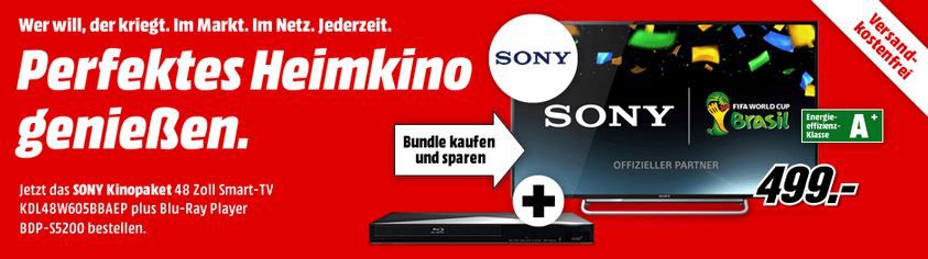 SONY KDL48W605BBAEP - 48 Zoll smart TV + Sony Blu-ray-Player für 499€ - Update SONY KDL48W605BBAEP 48 Zoll smart TV + Sony Blu ray Player für 499€ Update