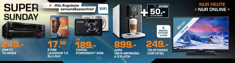 JURA IMPRESSA A9 Platin - Kaffee Vollautomat statt 1.019€ für 849€ und mehr Saturn Super Sunday Angebote - Update! JURA IMPRESSA A9 Platin Kaffee Vollautomat statt 1.019€ für 849€ und mehr Saturn Super Sunday Angebote Update!