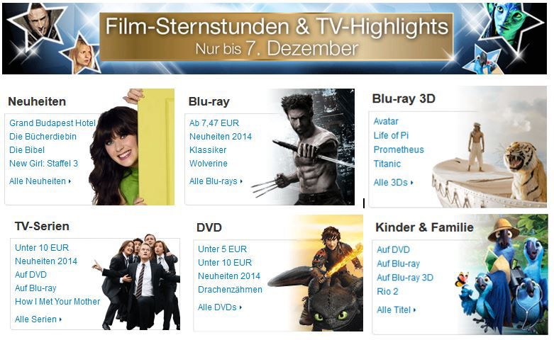 Film-Sternstunden & TV-Highlights bei den 7 Tage Amazon Film Angeboten Film Sternstunden & TV Highlights bei den 7 Tage Amazon Film Angeboten