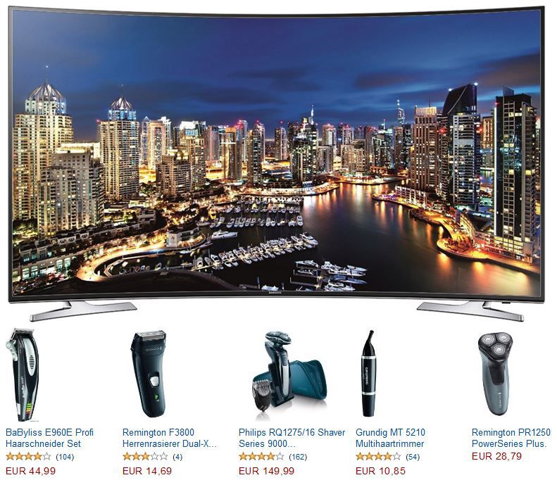 Samsung UE55HU7100 55 Zoll Curved TV für 1.249€ und 30 Rasierer Angebote @Amazon Samsung UE55HU7100 55 Zoll Curved TV für 1.249€ und 30 Rasierer Angebote @Amazon