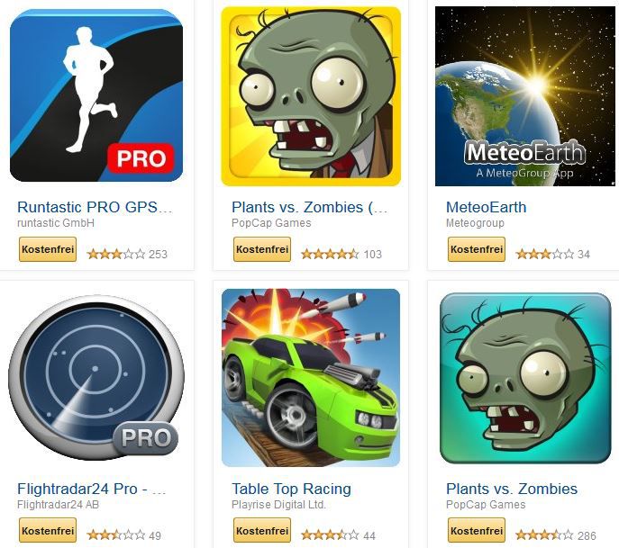 Runtastic PRO GPS Running, Plants vs. Zombies, und weitere 24 kostenlose Amazon Android Apps für Tablets, Phones - Update! Runtastic PRO GPS Running, Plants vs. Zombies, und weitere 24 kostenlose Amazon Android Apps für Tablets, Phones Update!