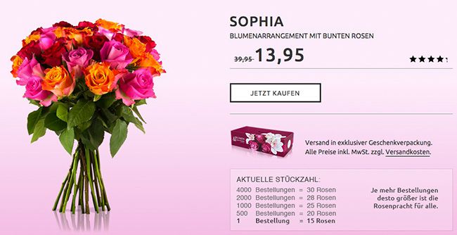 Miflora mit neuer Rosen Rallye: 15 bis 30 bunte Rainbow Rosen für 18,90€ Miflora mit neuer Rosen Rallye: 15 bis 30 bunte Rainbow Rosen für 18,90€