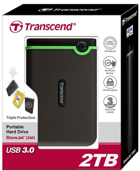 Transcend TS2TSJ25M3 - 2TB externe Anti Shock Festplatte statt 110€ für 92€ Transcend TS2TSJ25M3 2TB externe Anti Shock Festplatte statt 110€ für 92€