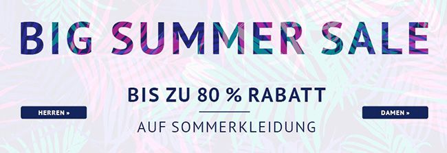 Big Summer Sale mit bis zu 80% Rabatt + 10€ Gutschein (MBW 50€) - Update Big Summer Sale mit bis zu 80% Rabatt + 10€ Gutschein (MBW 50€) Update