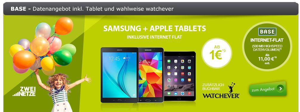 Base 500MB Datenflat ab 11€ mtl. inkl. Tablet ab einmalig 1€ - Update Base 500MB Datenflat ab 11€ mtl. inkl. Tablet ab einmalig 1€ Update