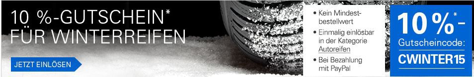 Winterreifen mit 15% Sofort Rabatt bei ebay mit PayPal Zahlung bis 22Uhr Reifen Angebot Winterreifen mit 15% Sofort Rabatt bei ebay mit PayPal Zahlung bis 22Uhr