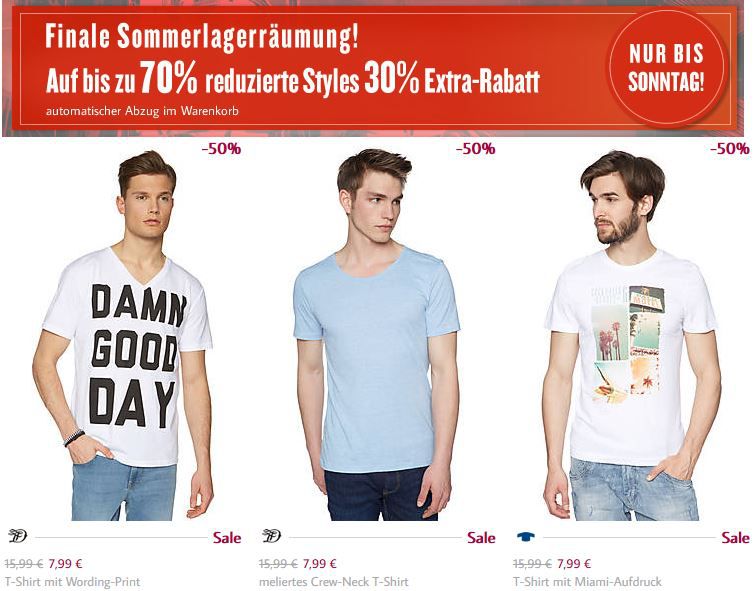 Tom Tailor mit finaler Sommerlagerräumung mit 30% Extra Rabatt auf bis 70% reduzierte Styles Tom Tailor mit finaler Sommerlagerräumung mit 30% Extra Rabatt auf bis 70% reduzierte Styles