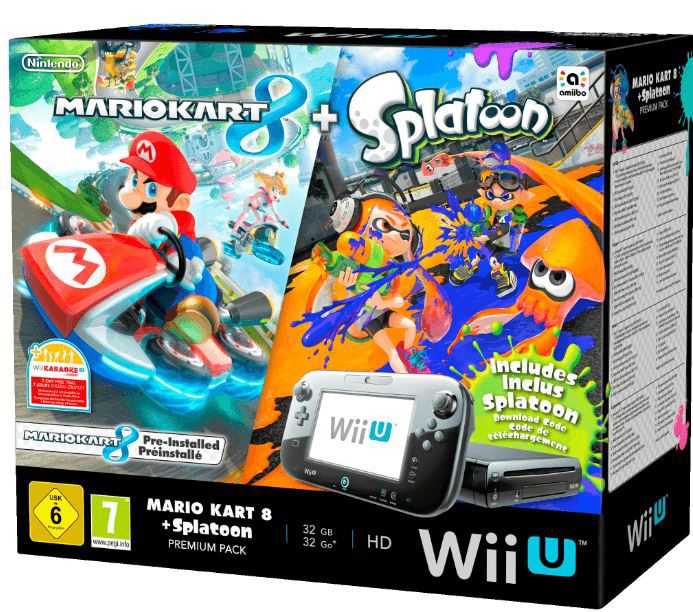 Nintendo Wii U Premium + Mario Kart 8 + Splatoon für 257,14€ Nintendo Wii U Premium + Mario Kart 8 + Splatoon für 257,14€
