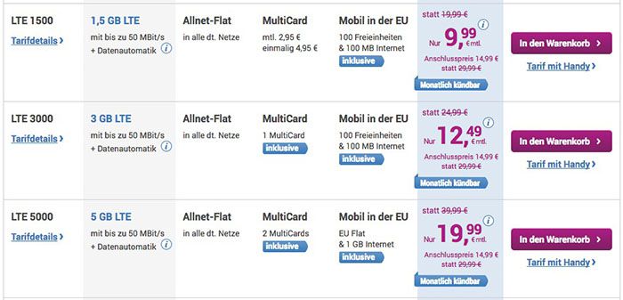 o2 LTE Tarife mit bis zu 10GB + Allnet Flat + deaktivierbarer Datenautomatik ab 6,49€ mtl. simply LTE Tarife o2 LTE Tarife mit bis zu 10GB + Allnet Flat + deaktivierbarer Datenautomatik ab 6,49€ mtl.