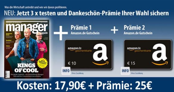 3 Ausgaben Manager Magazin mit 7,10€ Gewinn dank 25€ Amazon.de Gutschein* Bonus Deal! Bildschirmfoto 2016 09 28 um 09.13.44 3 Ausgaben Manager Magazin mit 7,10€ Gewinn dank 25€ Amazon.de Gutschein* Bonus Deal!