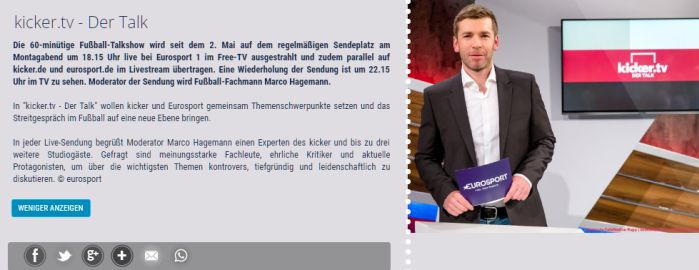 Freikarten für kicker.tv Der Talk (Live) vom 26.09. bis 28.11. Kicker Freikarten für kicker.tv Der Talk (Live) vom 26.09. bis 28.11.