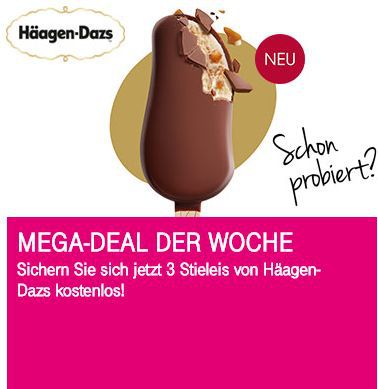 Nur für Telekom Kunden: 3x Häagen-Dasz Stieleis gratis Nur für Telekom Kunden: 3x Häagen Dasz Stieleis gratis