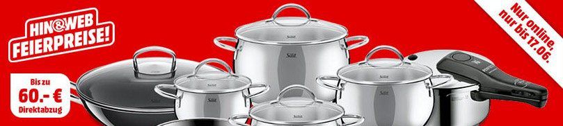Verlängert! Großer WMF & Silit Sale bei MediaMarkt Pfannen, Töpfe, Dampfgarer, Woks bis zu 60€ günstiger Verlängert! Großer WMF & Silit Sale bei MediaMarkt Pfannen, Töpfe, Dampfgarer, Woks bis zu 60€ günstiger