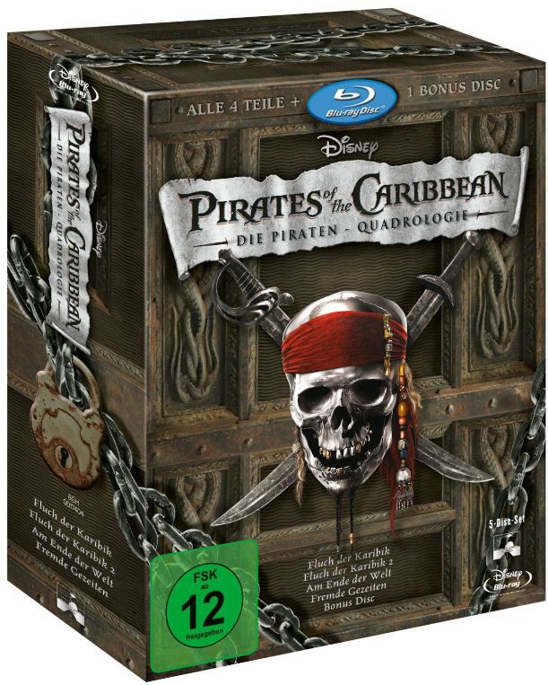 Pirates of the Caribbean: Die Piraten Quadrologie (5 Blu Rays) für 17,99€ (statt 30€)
