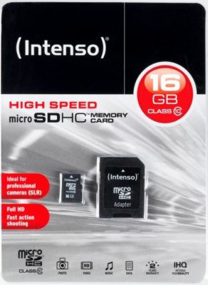 Intenso Micro SDHC Karte, 16GB, Class 10 SD Card inkl. Adapter für 6,99€ (statt 9€)