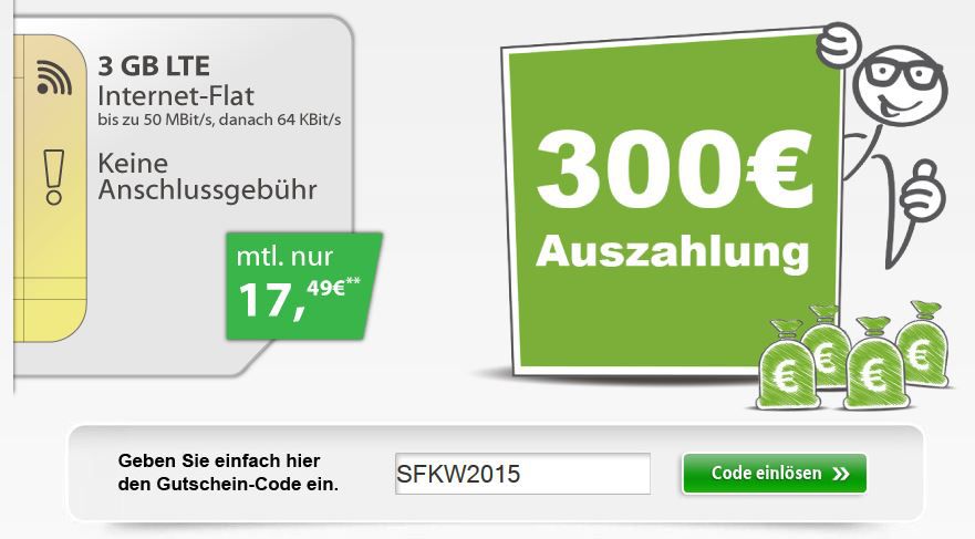 3GB LTE Vodafone DataGo M - dank 300€ Auszahlung effektiv nur 4,99€ mtl. 3GB LTE Vodafone DataGo M dank 300€ Auszahlung effektiv nur 4,99€ mtl.