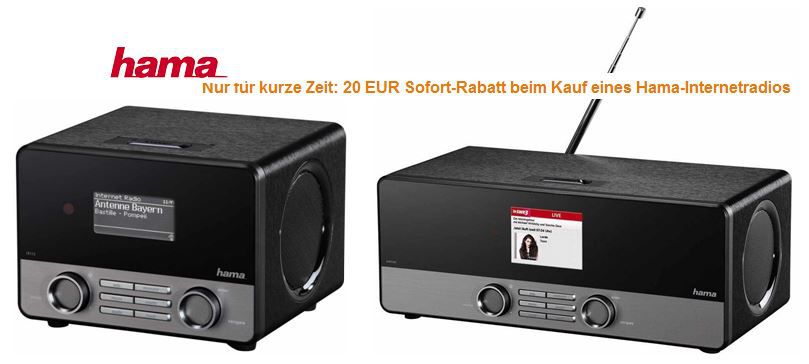 Hama IR110 - Internetradio WLAN / LAN mit Fernbedienung, stereo statt 118€ für 103,89€ dank Amazon 20€ Sofort Rabatt Aktion - Update Hama IR110 Internetradio WLAN / LAN mit Fernbedienung, stereo statt 118€ für 103,89€ dank Amazon 20€ Sofort Rabatt Aktion Update