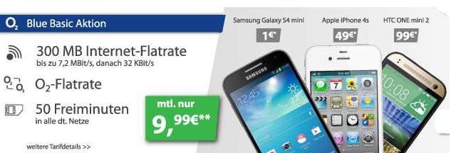 Samsung Galaxy S4 Mini + o2 Blue Basic mit 50 Freiminuten und 200 Frei-SMS + 300MB in alle dt. Netze für 9,99€ monatl. - Update! Samsung Galaxy S4 Mini + o2 Blue Basic mit 50 Freiminuten und 200 Frei SMS + 300MB in alle dt. Netze für 9,99€ monatl. Update!