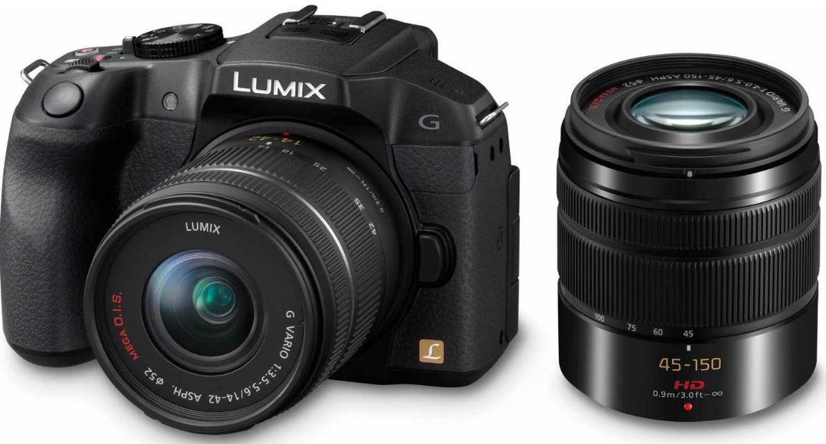 Panasonic Lumix DMC-G6 - 16MP Systemkamera mit 14-42 mm + 45-150 mm Objektiv für 542,29€ Panasonic Lumix DMC G6 16MP Systemkamera mit 14 42 mm + 45 150 mm Objektiv für 542,29€