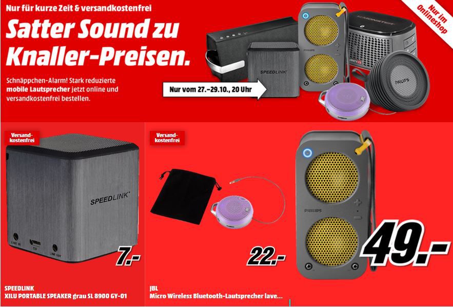 Speedlink Xilu für 7€ inkl. Versand und andere günstige mobile Lautsprecher @MediaMarkt Speedlink Xilu für 7€ inkl. Versand und andere günstige mobile Lautsprecher @MediaMarkt