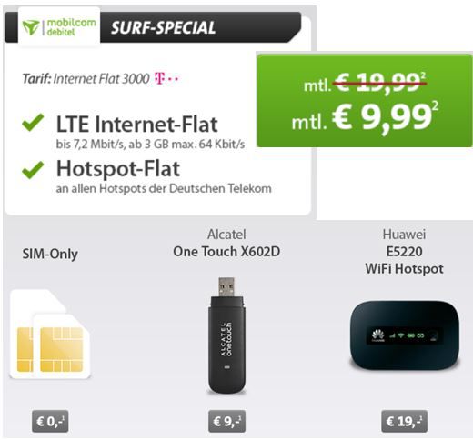 3GB Telekom Surf Spezial inkl. HotSpot für 9,99€ montl. - Update 3GB Telekom Surf Spezial inkl. HotSpot für 9,99€ montl. Update