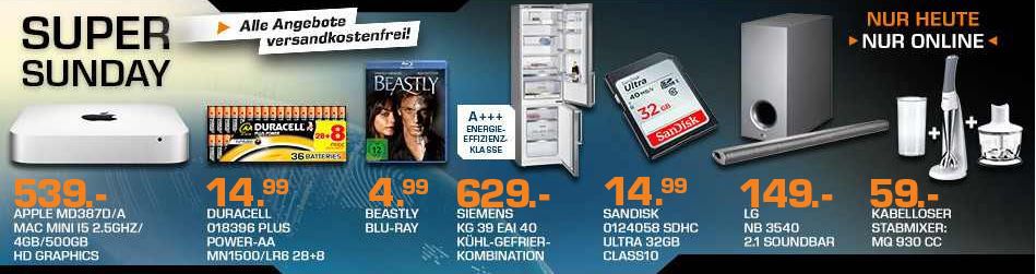 APPLE Mac mini 2,5 GHz dual-Core Intel Core i5 für 499€ und mehr Saturn Super Sunday Angebote - Update APPLE Mac mini 2,5 GHz dual Core Intel Core i5 für 499€ und mehr Saturn Super Sunday Angebote Update