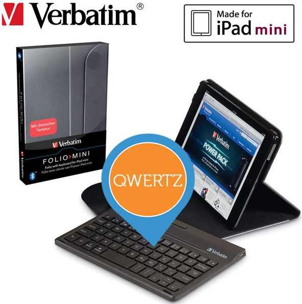 Verbatim - Apple iPad Mini Schutzhülle mit Bluetooth Tastatur für 25,90€ Verbatim Apple iPad Mini Schutzhülle mit Bluetooth Tastatur für 25,90€
