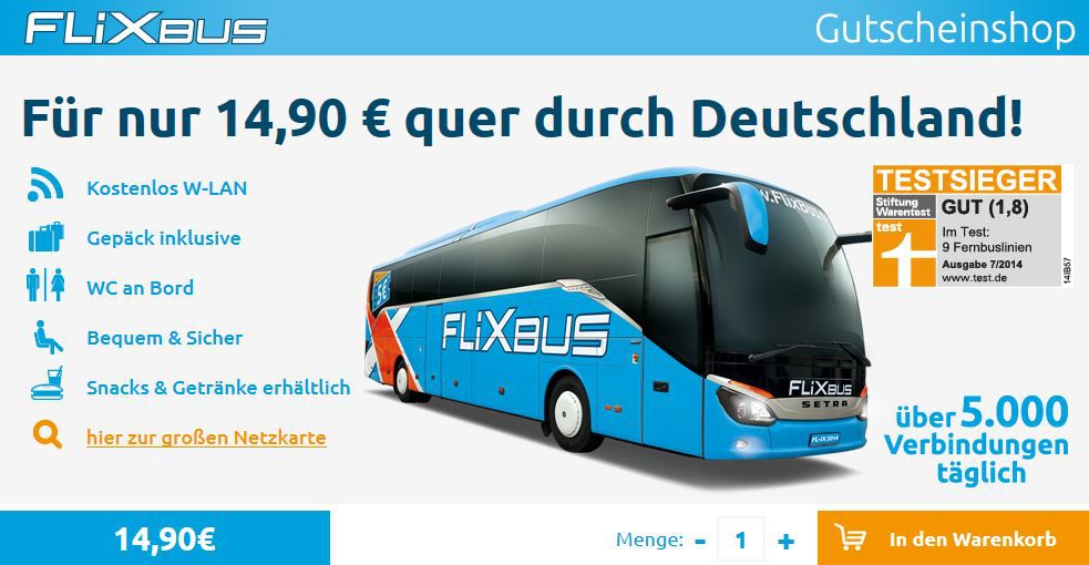 Flixbus für nur 14,90€ quer durch Deutschland Flixbus für nur 14,90€ quer durch Deutschland