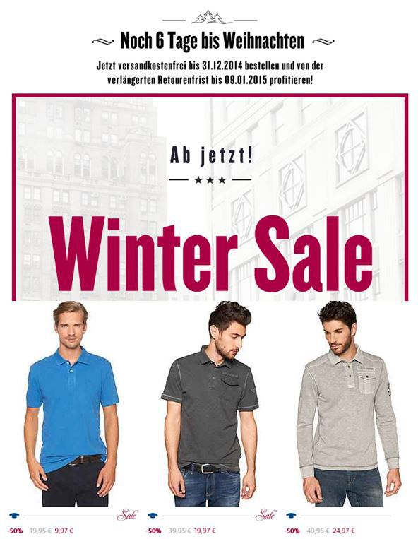 Tom Tailor Wintersale mit Rabatten bis zu 50%   Ideal für Gutscheinbesitzer + ohne VSK   Update