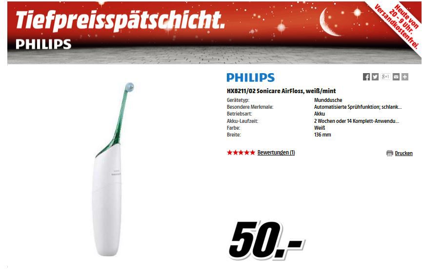 PHILIPS HX8211/02 Sonicare AirFloss für nur 50€ PHILIPS HX8211/02 Sonicare AirFloss für nur 50€